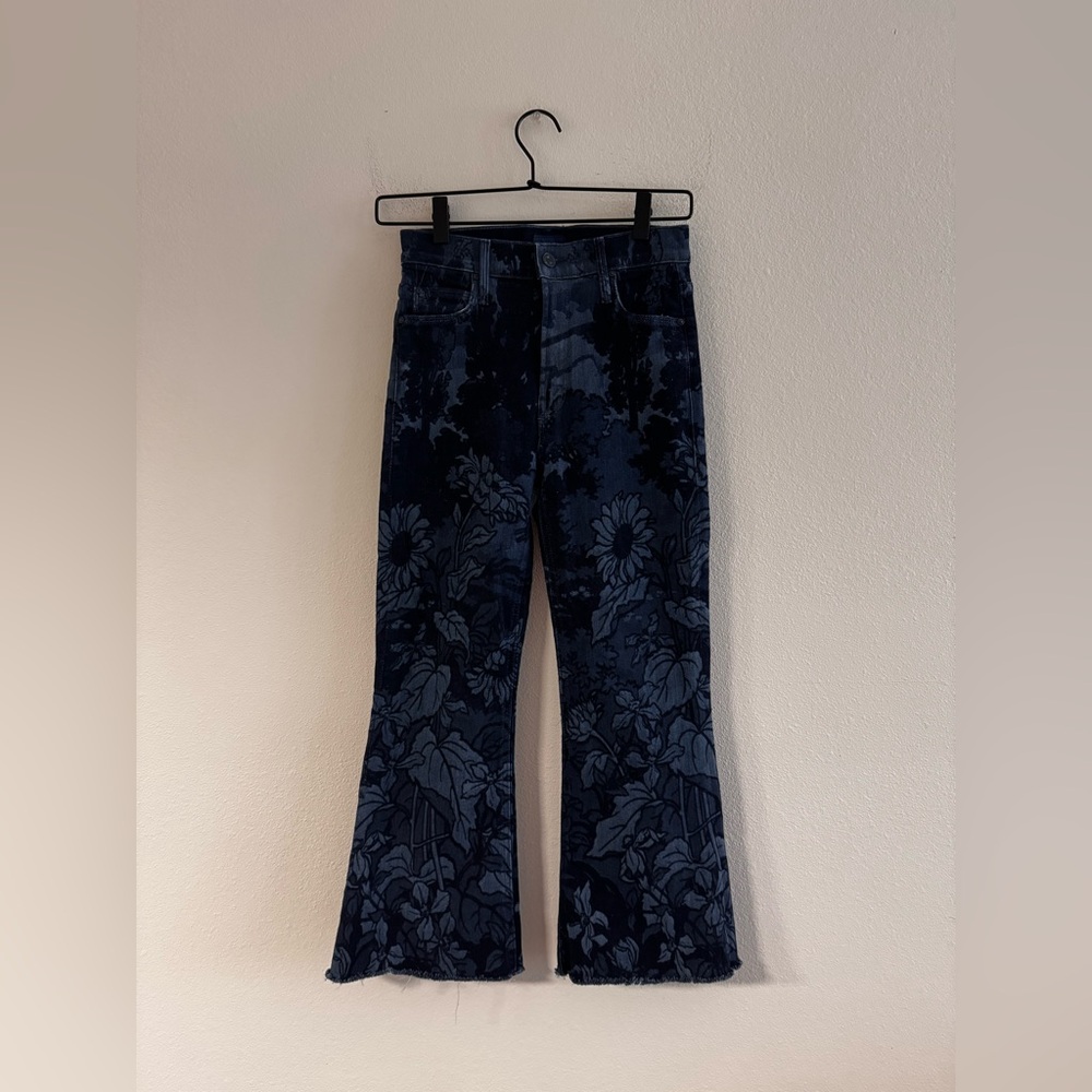 MOTHER Navy Floral Wide-Leg Jeans - Picture 4 of 10